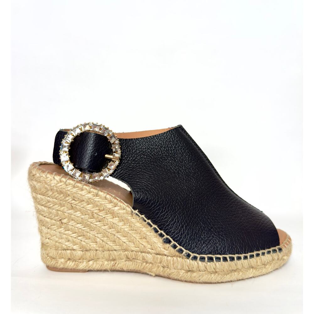 Maypol Nemi Black Leather Wedges